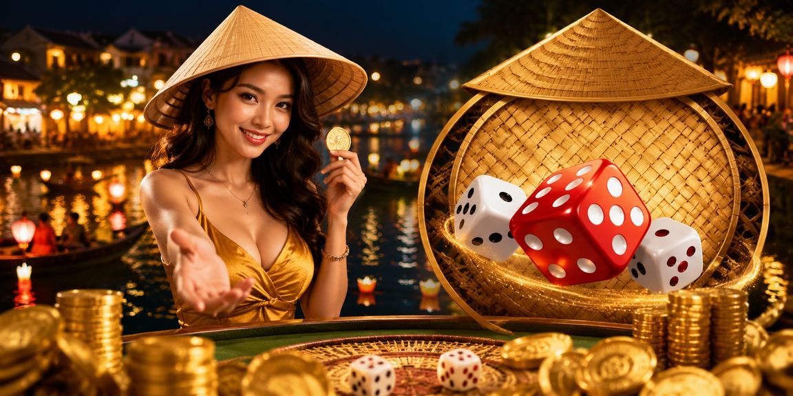 Bàn tài xỉu với xúc xắc và nón lá truyền thống tại Hội An – trải nghiệm cá cược Việt Nam