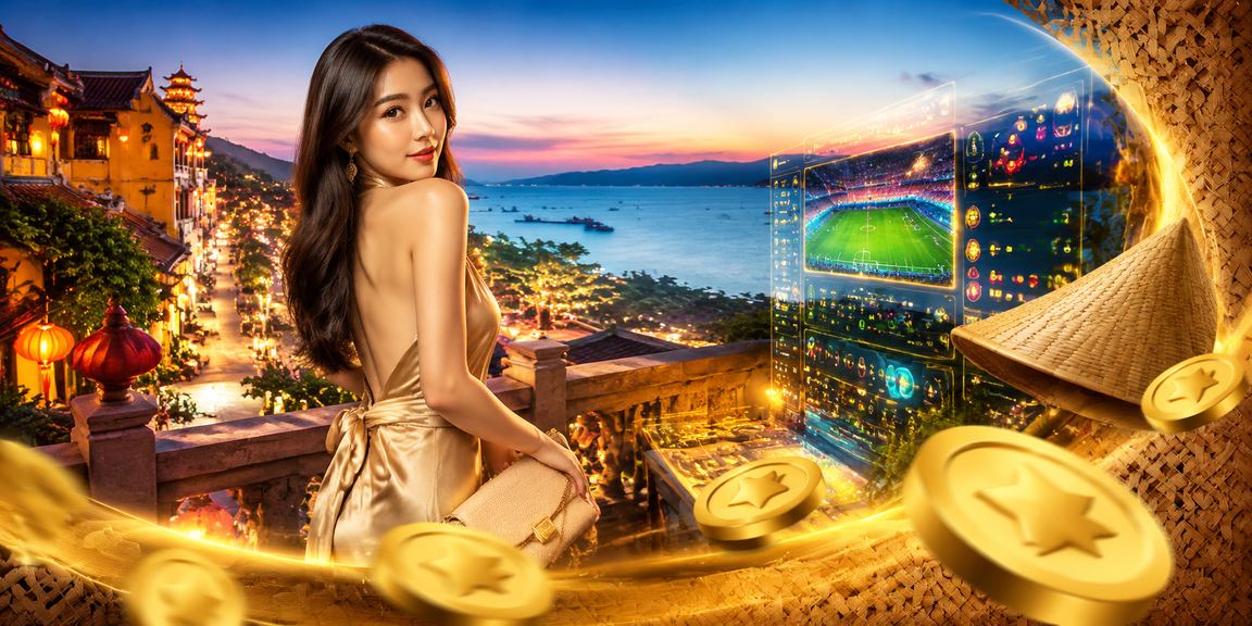 Không gian casino Huế với nón lá truyền thống – bầu không khí giải trí đêm