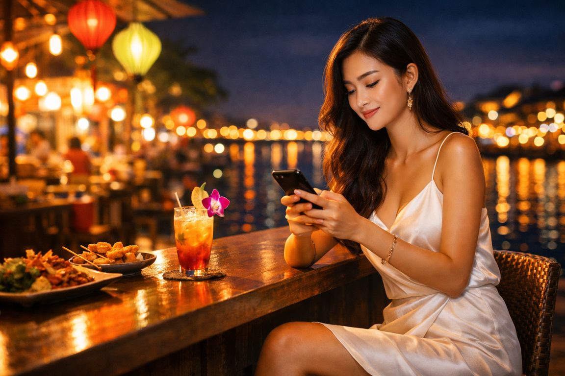 Người dùng thư giãn tại chợ đêm Mekong với trải nghiệm mobile casino cân bằng