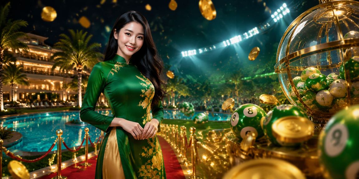 Người dùng tại Mũi Né với áo dài truyền thống kiểm tra kết quả xổ số và giao dịch trực tuyến
